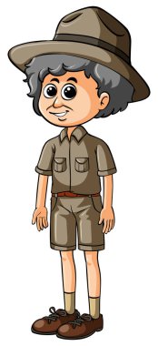 Old man in safari outfit clipart