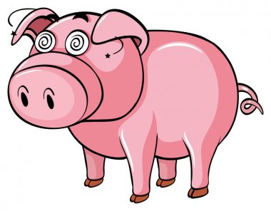 Beyaz arka plan üzerinde baş döndürücü domuz