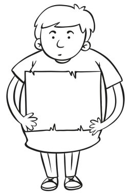 Şişman çocuk tutan ile kağıt şablonu
