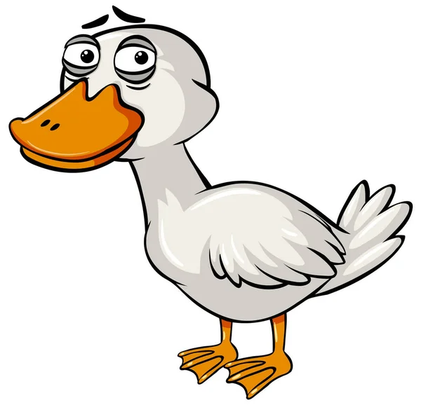 Sad duck on white background — Stock Vector