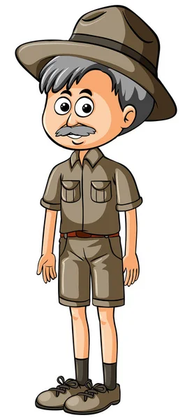 Zookeeper in brown uniform — Stock Vector