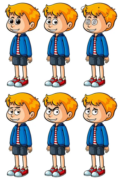 Little boy with different emotions — Stock Vector