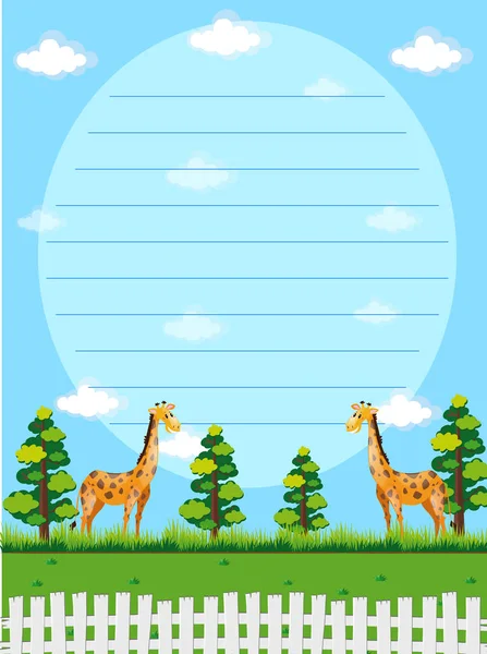 Plantilla de papel con jirafas en segundo plano — Archivo Imágenes Vectoriales