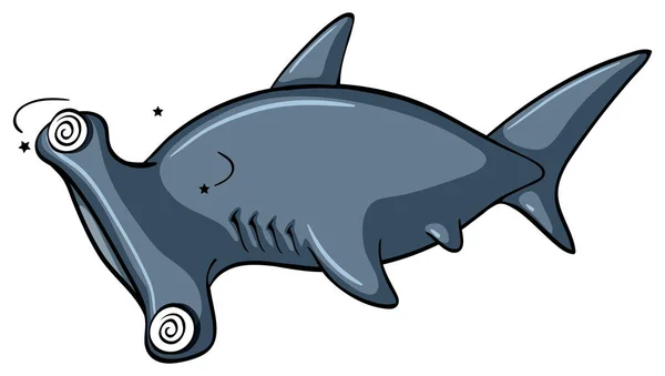 Žralok kladivoun s dizzy tváří — Stockový vektor