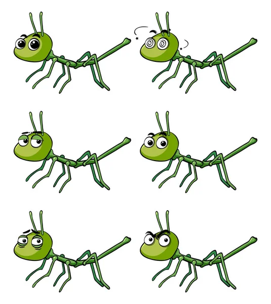 Stick insect met verschillende emoties — Stockvector