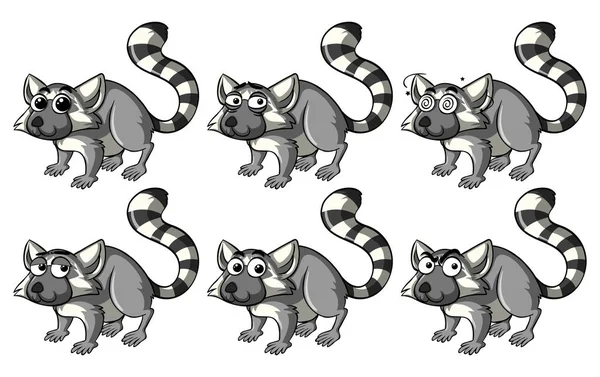 Lemur con diferentes emociones — Vector de stock