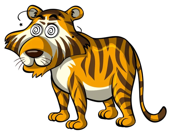 Tigre selvagem com olhos tontos — Vetor de Stock