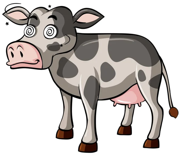 Capogiro mucca su sfondo bianco — Vettoriale Stock