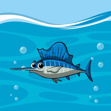 Kılıç balığı okyanusta yüzüyor