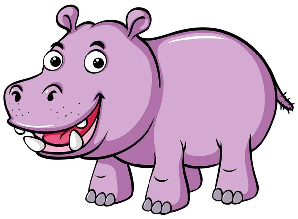Bonito hipopótamo sorri no fundo branco — Vetor de Stock