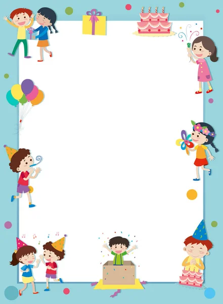 Obramowania szablonu z happy kids party — Wektor stockowy