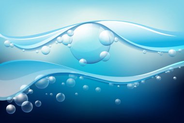 Bubbles ve dalgalar halinde mavi renk