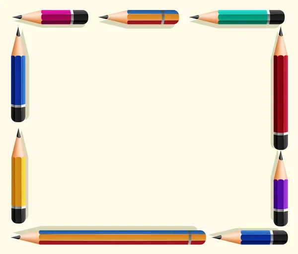 Короткі олівці як рамка на білому папері — стоковий вектор