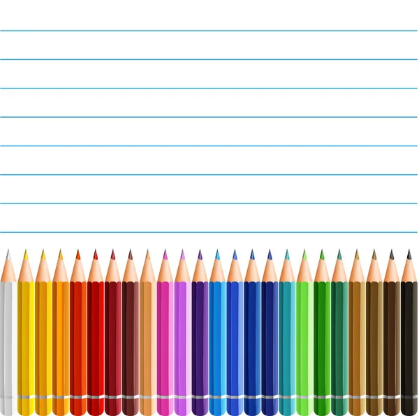 Plantilla de papel con lápices de colores — Vector de stock