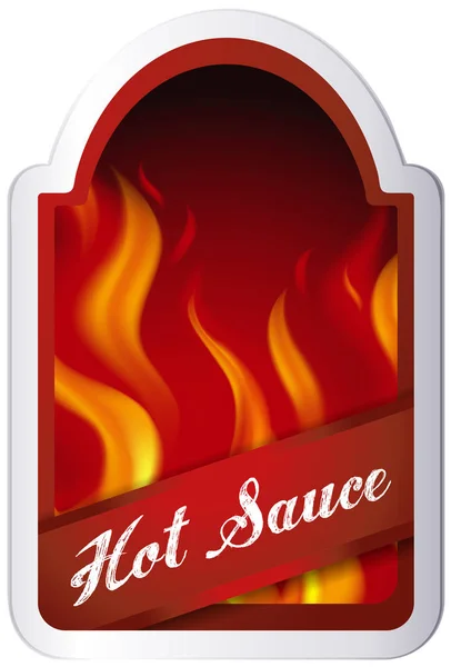 Diseño de etiquetas para salsa picante con fuego ardiente — Vector de stock