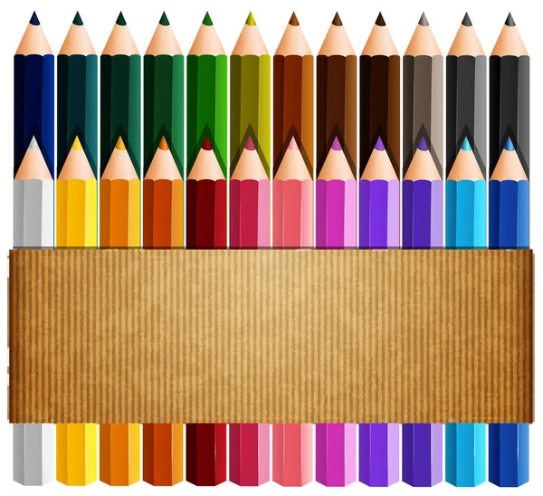 Cardboard paper on top of color pencils — Stock Vector