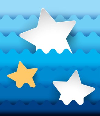 Mavi dalgalı zemin üzerine üç yıldız