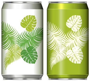 Yeşil yaprakları ile iki alüminyum Tasarım