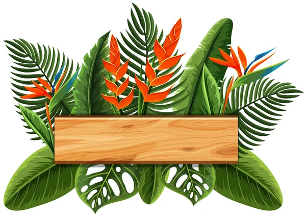 Houten plank met paradijsvogel op achtergrond — Stockvector