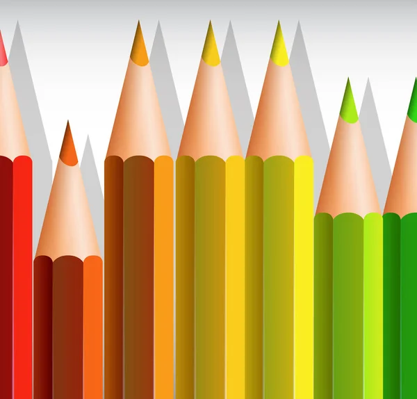 Lápices de colores grandes sobre papel — Vector de stock