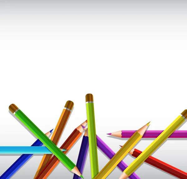 Plantilla de fondo con montón de lápices de color — Archivo Imágenes Vectoriales