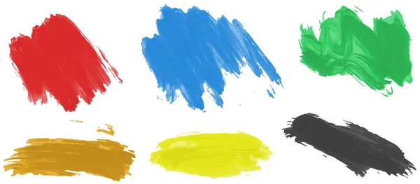 Πινελιές για ακρυλικό χρώμα σε έξι χρώματα — Διανυσματικό Αρχείο