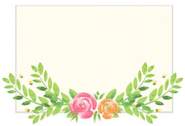 Gül ve yaprak suluboya arka plan