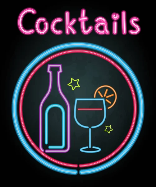 Lumière au néon pour cocktails — Image vectorielle