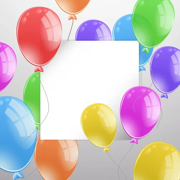 Modelo de fronteira com balões coloridos flutuando ao redor —  Vetores de Stock