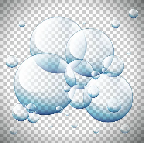 Burbujas transparentes en diferentes tamaños — Vector de stock