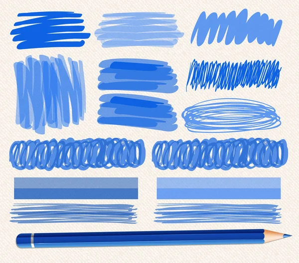 Different brushstrokes of blue ink — Stock Vector