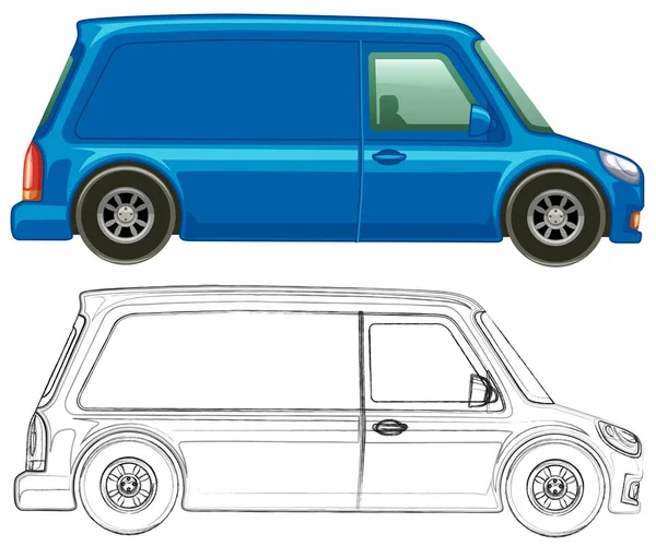 Doodle arte para minivan — Vetor de Stock