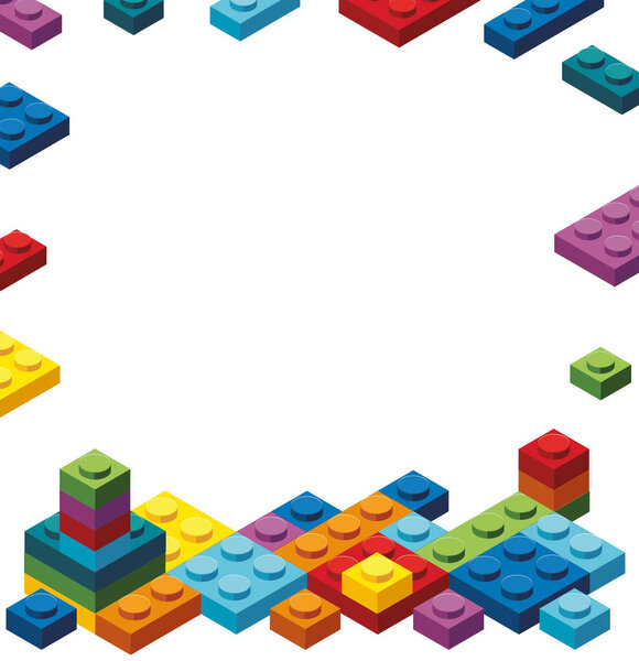 Border template with colorful toy blocks