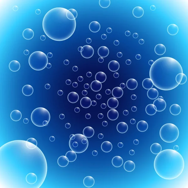 Pequenas bolhas no fundo azul — Vetor de Stock