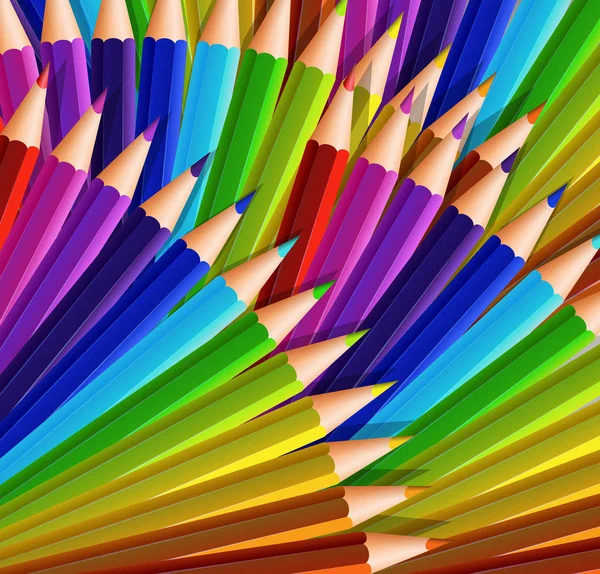 Conception de fond avec beaucoup de crayons de couleur — Image vectorielle