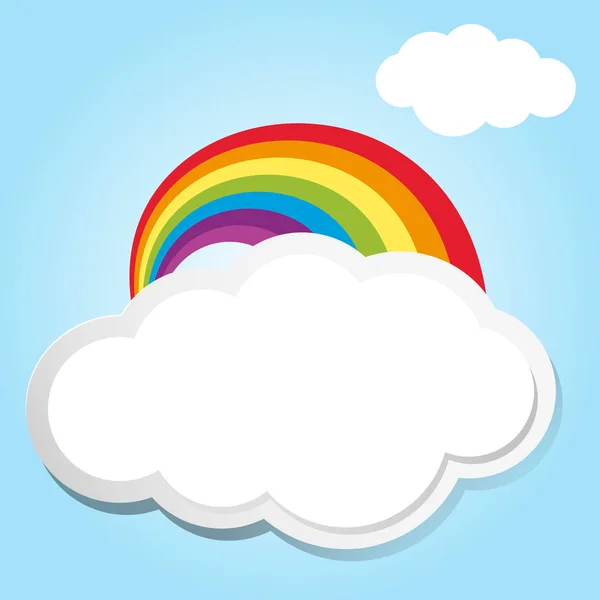 Rainbow and clouds in blue sky — Stock Vector