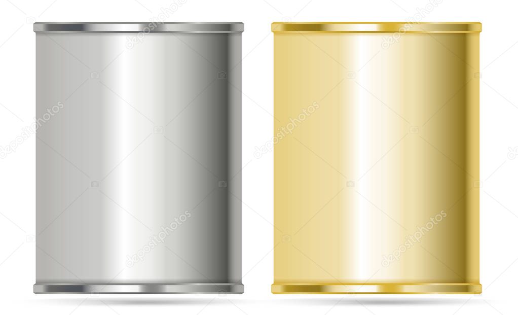 Aluminum cans in silver and gold colors