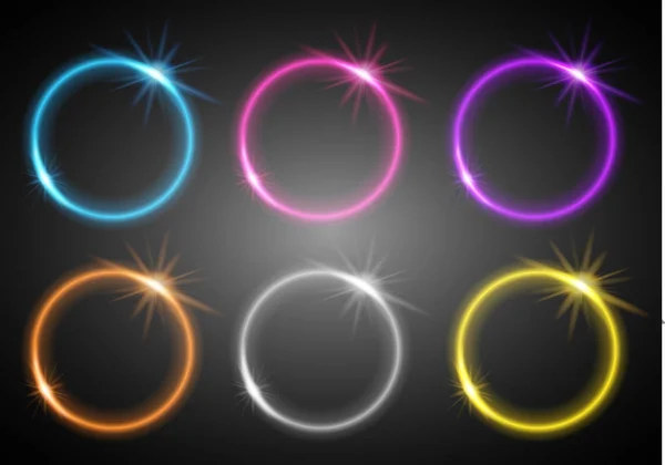 Seis anéis de luzes de cores diferentes —  Vetores de Stock