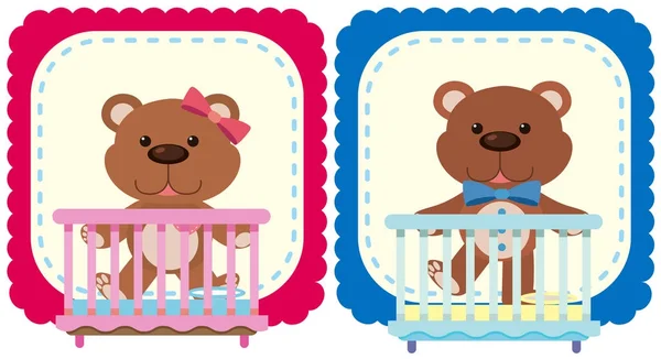 Ursinhos de pelúcia em rosa e azul —  Vetores de Stock