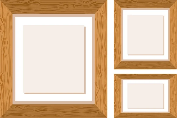 Three wooden frames in different sizes — Stock Vector