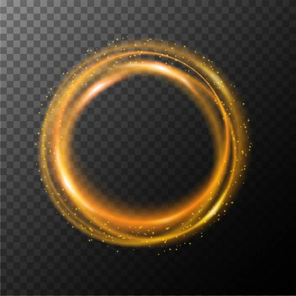Cadre rond de lumière orange sur fond noir — Image vectorielle