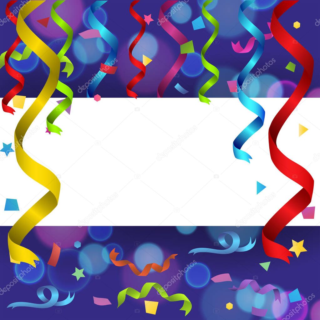 Colorful ribbons on blue background