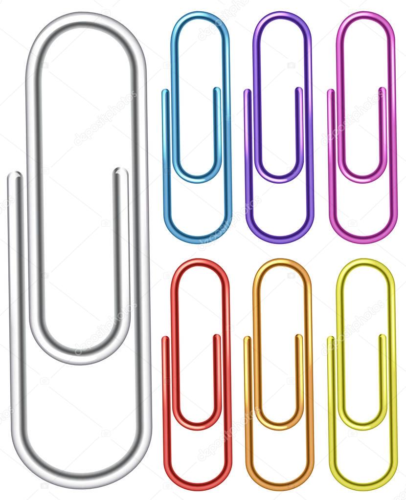 Paper clips in seven different colors