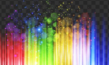 Gökkuşağı renkleri siyah arka plan üzerine ışık ışıklar