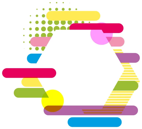 Marco hexagonal con barras de colores en el fondo — Vector de stock