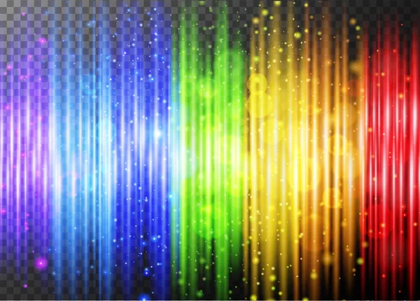 Plantilla de fondo con luces de arco iris — Vector de stock