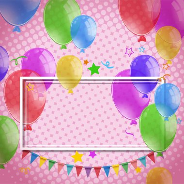 Balon ve bayrak pembe duvar arka plan tasarımı