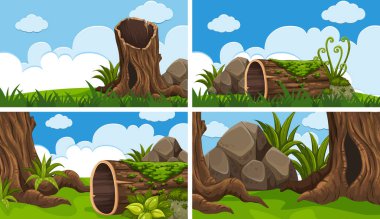 Ahşap ve alan ile sahneleri