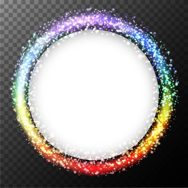 Luzes arco-íris em torno do quadro círculo —  Vetores de Stock