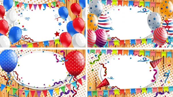 Four backgrounds with party theme — Stock Vector